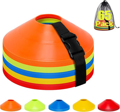 35/65/105 PCS Agility Soccer Cones for Training, Reusable Sports Cones for Drills with Mesh Bag, Training Cones for Soccer Practice, Football, Basketball - Disc Cones Training Equipment