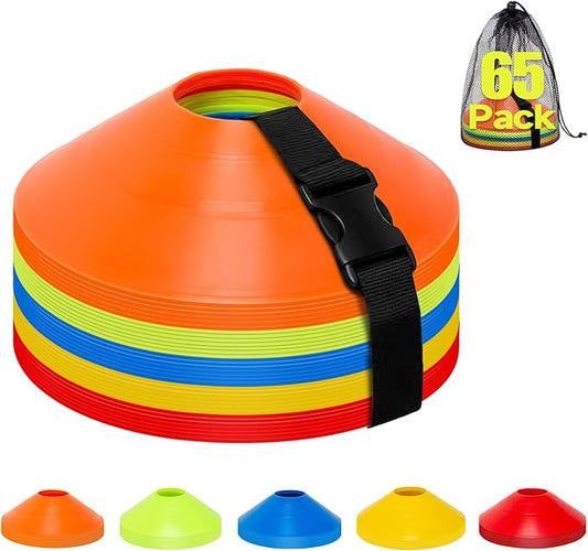35/65/105 PCS Agility Soccer Cones for Training, Reusable Sports Cones for Drills with Mesh Bag, Training Cones for Soccer Practice, Football, Basketball - Disc Cones Training Equipment