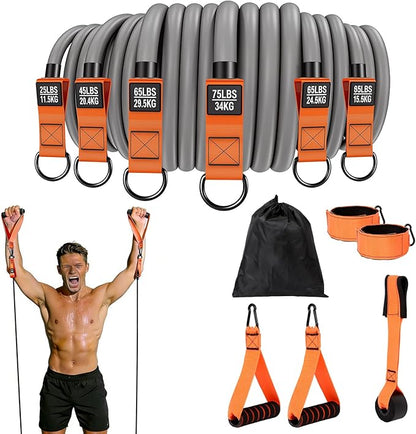 Heavy Duty Resistance Bands Set with Handles, Ankle Straps & Door Anchor – 300LBS Exercise Bands for Home Gym, Muscle Training, Physical Therapy, Yoga, Full Body Workout for Men & Women