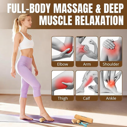 Natural Cork Balance Board Kit - 4-in-1 Foot & Ankle Strengthener with Half-Cylinder Boards, Mini Roller, Massage Ball & Toe Resistance Bands - Portable Balance Trainer for Home, Office & Gym
