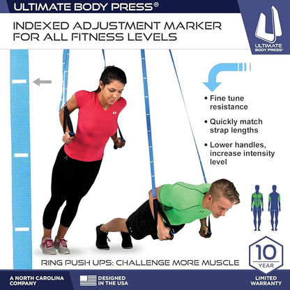 Ultimate Body Press Body Weight Resistance Trainer – Complete Functional Training System with Door Anchor & Quick S-Hooks – Professional Strength Straps for Full Body Workouts