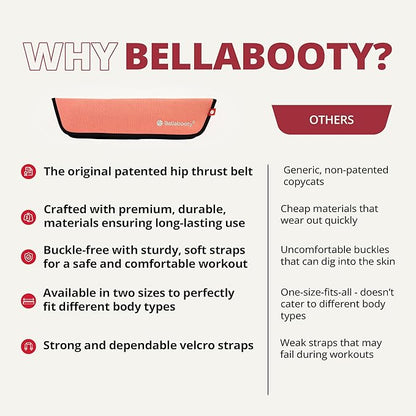Bellabooty Premium Hip Thrust Belt - Adjustable Exercise Belt for Glutes & Squats, Hip Thrust Pad for Comfort, Versatile Gym Equipment for Home - Weightlifting Belt Support for Women