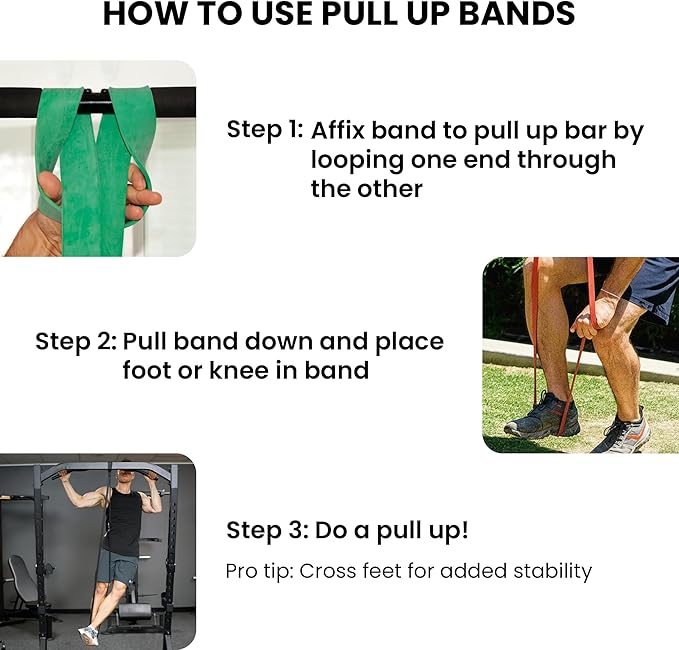 Pull Up Assist Bands Set by Functional Fitness. Heavy Duty Resistance and Assistance Training Band