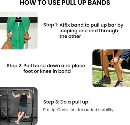 Pull Up Assist Bands Set by Functional Fitness. Heavy Duty Resistance and Assistance Training Band