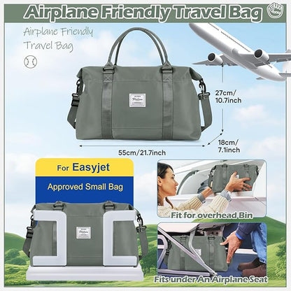 Small Gym Duffel Bag, Travel Weekender Bags for Women, Overnight Gym Carry On Tote Bag with Wet Pocket, Hospital Mom Bag for Labor and Delivery - Green