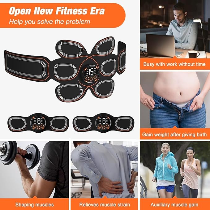 ABS Muscle Stimulator, Ab Toning Trainer Fitness Belt, Workout Equipment for Abdomen, Arms and Thighs