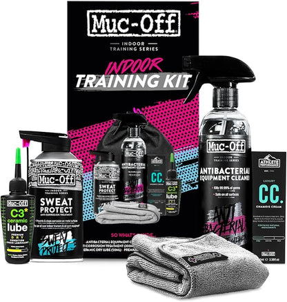 Muc Off Indoor Training Kit - Must-Have Essentials for Indoor Cycling and Fitness Training - Includes Equipment Cleaner and Chamois Cream,One Size