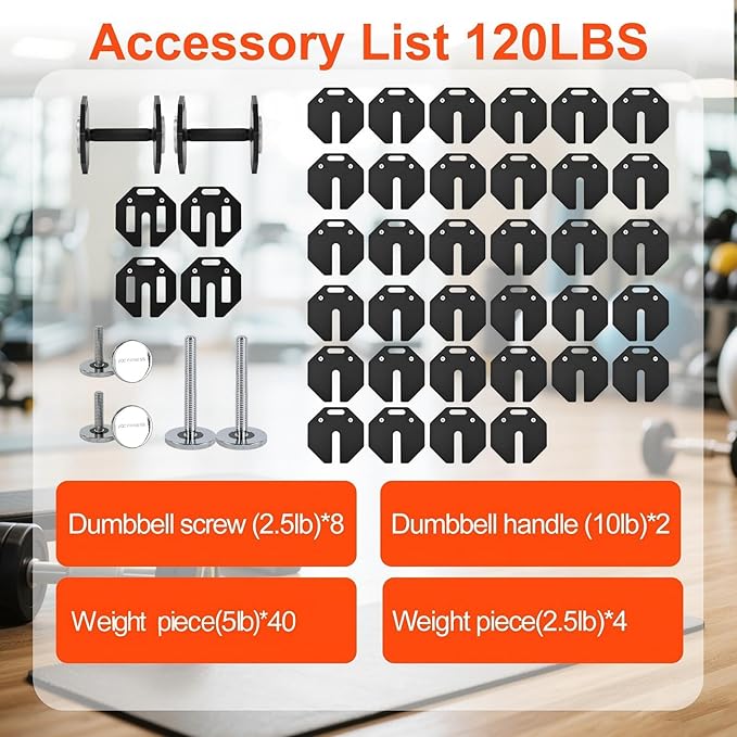 Adjustable Dumbbell Sets, Each 50/80/90/110/120LB Pairs Durable Steel Build, Free Weights Dumbbells Set of 2 with Anti-slip Handle, For Full Body Home Gym Workout Home Strength Training Equipment 50/80/90/110/120LBSX2