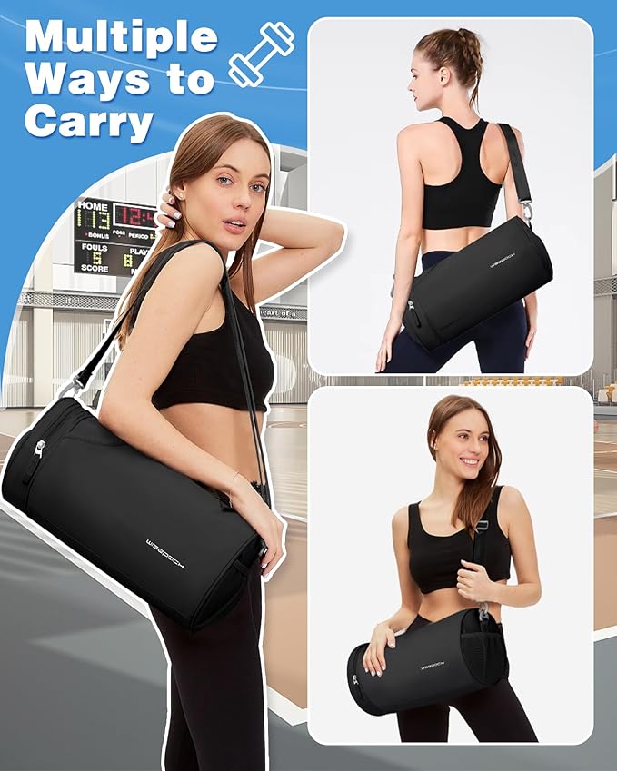 Small Gym Bag for Women,Waterproof Mini Duffle Bag Womens Spotrs WorkoutBags Small Travel Duffel Bag with Wet Pocket Carry on Weekender Bags for Dance Swimming,Gym,Yoga,Fitness Black