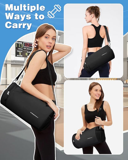 Small Gym Bag for Women,Waterproof Mini Duffle Bag Womens Spotrs WorkoutBags Small Travel Duffel Bag with Wet Pocket Carry on Weekender Bags for Dance Swimming,Gym,Yoga,Fitness Black