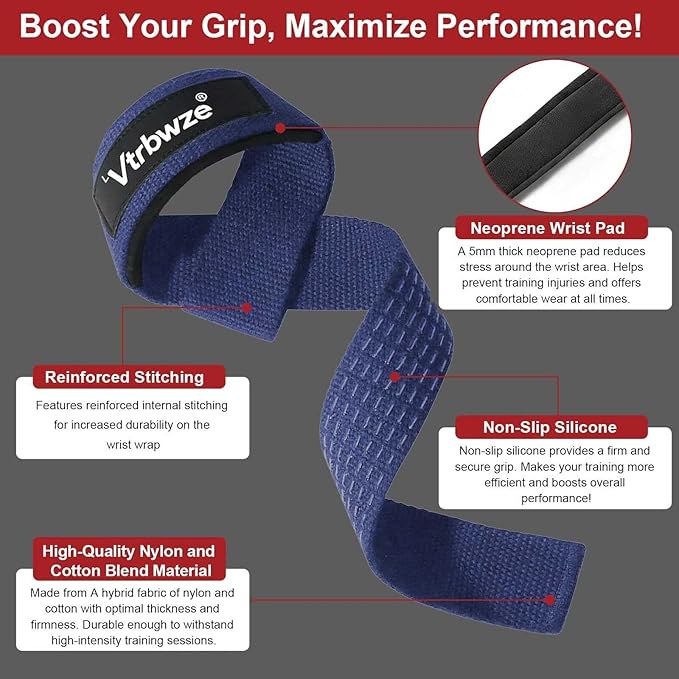 Gym Lifting Straps for Weightlifting & Deadlift - Non-Slip Silicone Grip, Padded Wrist Support for Bodybuilding, Workout & Strength Training, Unisex Design for Men & Women
