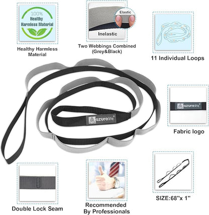 Premium Durable Stretch Straps with Loops, Stretching Strap for Physical Therapy, Multi-Loop Yoga Strap Fitness Exercise Strap for Yoga, Pilates, Dance, Flexibility&Exercise