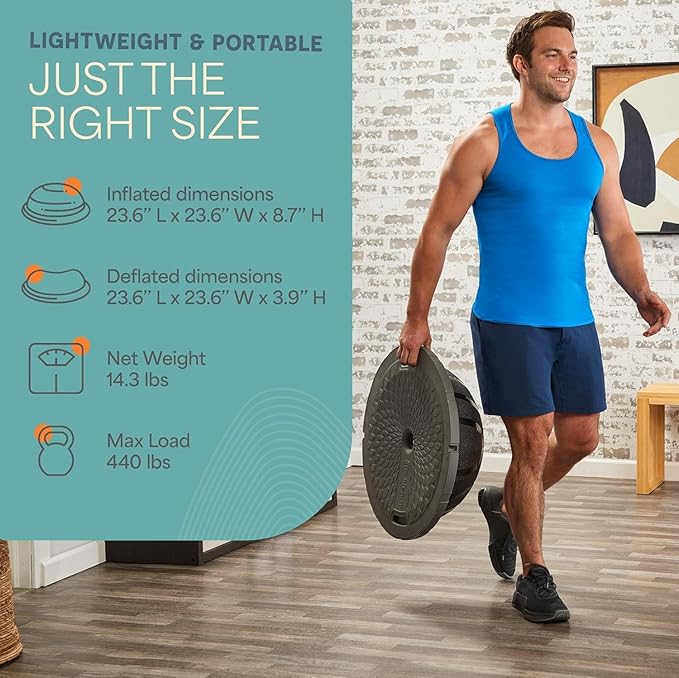 Lifepro Half Balance Ball Trainer - Stability Ball for Exercise, Full-Body Workouts, Home Gym, and Physical Therapy - Horizon Balance Ball Half Non-Slip Equipment for Balance Training