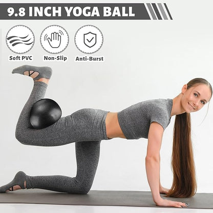 Pilates Ring Circle Set 18 Pcs Exercise Equipment Accessories for Women Workouts Pilates Ball Stretching Strap Magic Circle Yoga Ring Gym Back Bag Resistance Band Anti Slip Socks