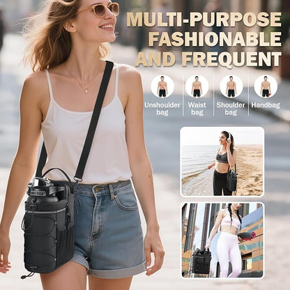 Magnetic Gym Bag, Super Strong Magnetic Gym Water Bottle Bag with 4KG Weight Capacity, Sports Water Bottle Holder for Men & Women,Small Fitness Pouch, Crossbody Bag for Workouts, Trave, Gym Accessory