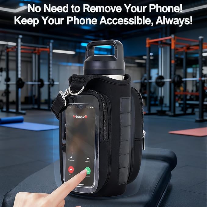 Magnetic Gym Bag with Water Bottle Holder - 6 Built-in Magnets, Phone Pockets & Adjustable Shoulder Strap, Water Bottle Bag for Men Women, Fitness Travel Sports Work Gym Accessories Organizer