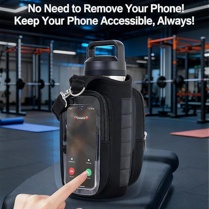 Magnetic Gym Bag with Water Bottle Holder - 6 Built-in Magnets, Phone Pockets & Adjustable Shoulder Strap, Water Bottle Bag for Men Women, Fitness Travel Sports Work Gym Accessories Organizer