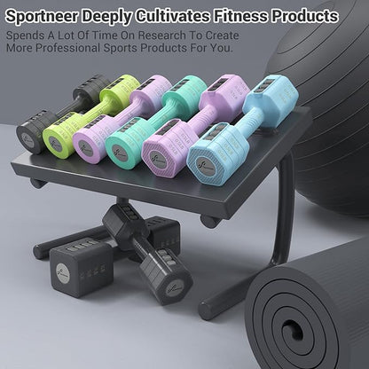 Sportneer Adjustable Dumbbells Hand Weights Set: 4 In 1 Weight Each 2lb 3lb 4lb 5lb Free Weights Dumbbells Set for Women Fast Adjust Dumbbell Set for Men Home Gym Workout Strength Training Exercise