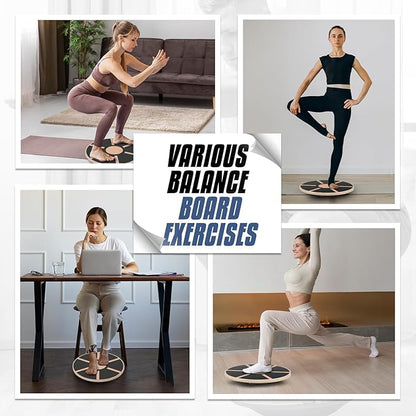 MADOG Wooden Wobble Balance Board for Adults, 15.5" Anti-Skid Sandpaper for Workout Core Trainer Physical Therapy, Home Gym Stability Board
