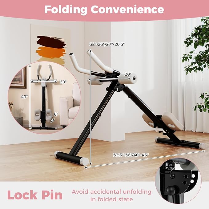 Goplus Adjustable Ab Trainer Machine, Foldable Ab Workout Equipment with Knee Protection, LCD Monitor, Home Gym Abdominal Trainer for Stomach Workout Core Strength Fitness