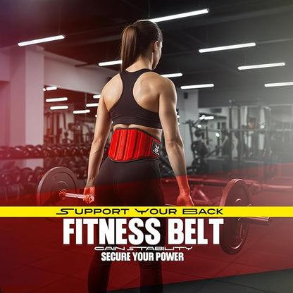 QTF Fitness Neoprene Weight Lifting Belt - Adjustable 6" Gym Support for Stability & Lumbar Support - Sweat Resistant Weightlifting Belt for Men & Women for Squats, Deadlifts & Bench Presses