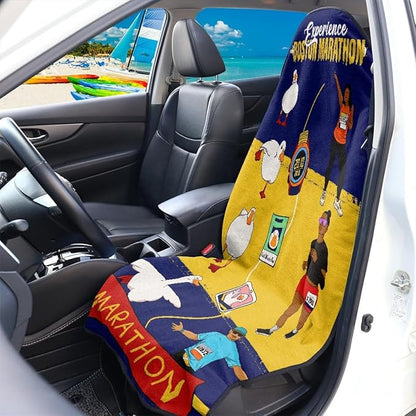 Wrinkle Duck Car Seat Cover – Seat Protector for Car Seat, Seat Cover Waterproof Towel Style for Compact Cars and SUVs, 3 Artistic Duck Designs (Marathon Duck)