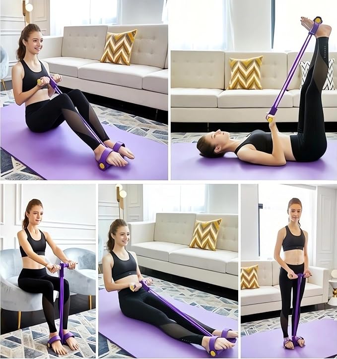21 Fitness Resistance Bands-4 Tube Pedal Ankle Puller 2025 Upgrade Stretch Bands for Exercise Sit Up Exercise Equipment AB Training Auxiliary Device Workout Equipment for Women Men