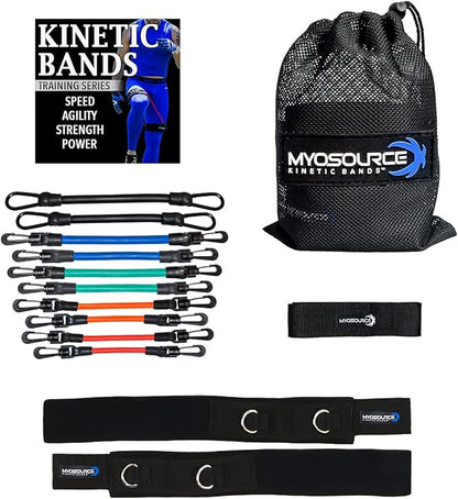 Leg Resistance Bands for Speed, Agility & Fitness Training | 4-Level Athletic Resistance System for All Ages | Includes Stretch Strap & Digital Training Program