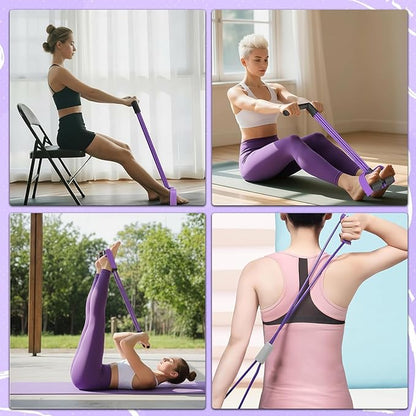 Pedal Resistance Bands with Handles,6 Tube Pedal Ankle Puller,Multifunction Fitness Bands with Figure 8 Resistance Band for Strength Training,Waist,Arm, Leg Slimming, Home Gym Exercise Equipment
