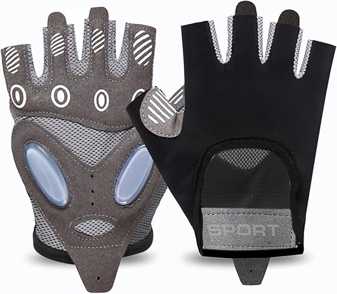 Fingerless Cycling Gloves Women Anti-Slip Shockproof Mesh Lightweight Workout Gloves Gym Exercise Fitness Rowing