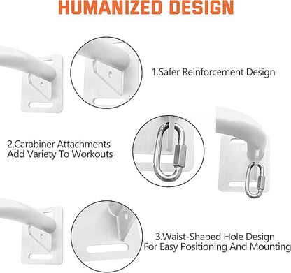 36" Heavy Duty Pull Up Bar Wall/Joist Mounted, 600 LB Capacity, Multi-Grip Bar for Garage & basement rafter Use - All-in-One Workout Station with Carabiners & Space-Saving Design