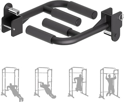 Muti-Grip Dip Bars Attachment for Power Cage with 5/8" or 1" Hole, Non-Slip Wide & Narrow Grip Dips Double Handles, 600 lbs Capacity, Squat Rack Attachment for Dips, Inverted Rows, Push-Ups