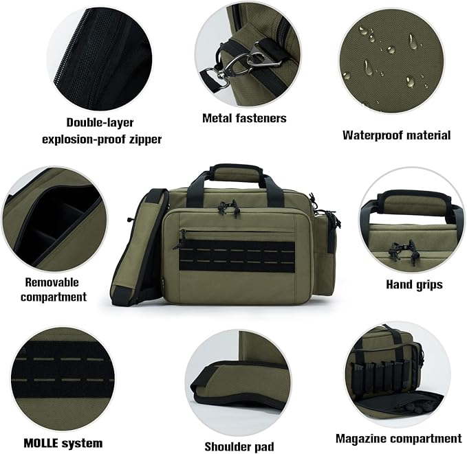 VEAGIA Range Bag,Pistol Case,Gun Range Bags For Handguns And Ammo Pouch 2 Pistols Soft Carrying Shooting Bag