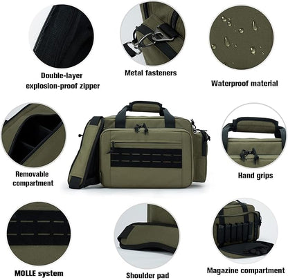 VEAGIA Range Bag,Pistol Case,Gun Range Bags For Handguns And Ammo Pouch 2 Pistols Soft Carrying Shooting Bag