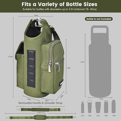 icolor Magnetic Gym Bag Water Bottle Carrier Holder with Phone Pockets & Shoulder Strap,Gym Magnetic Bag 5 Built-in Magnets Gym Accessories Organizer Sling Bottle Bag Pouch Sleeve