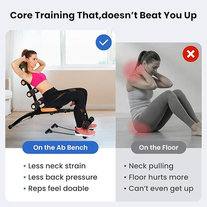 All-in-One Ab Workout Bench, Abdominal Machine, Ab Workout Bench for Home Gym, Multi-Functional Adjustable Abdominal Crunch Machine, Exercise Equipment for Total Body Workout