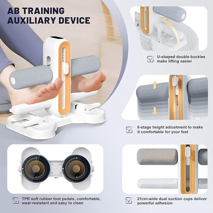 Sit up Bar Foot Holder Heigh Adjustable, Portable Sit Up Exercise Equipment with 2 Strong Suction Cups, Ab Machine for Home Workout for Men and Women
