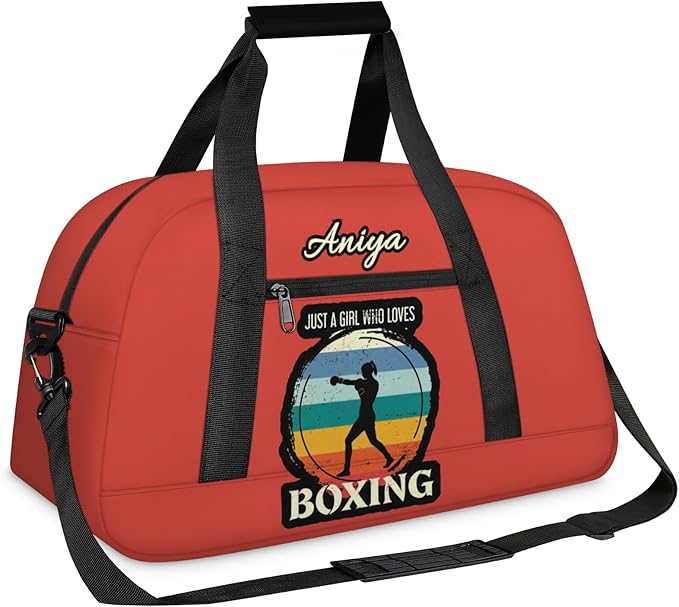 Custom Name Taekwondo Karate Duffle Bag for kids Girls - Personalized Martial Arts Gear Bag, Water-Resistant Sparring Equipment Bag, Who Loves Boxing Orange