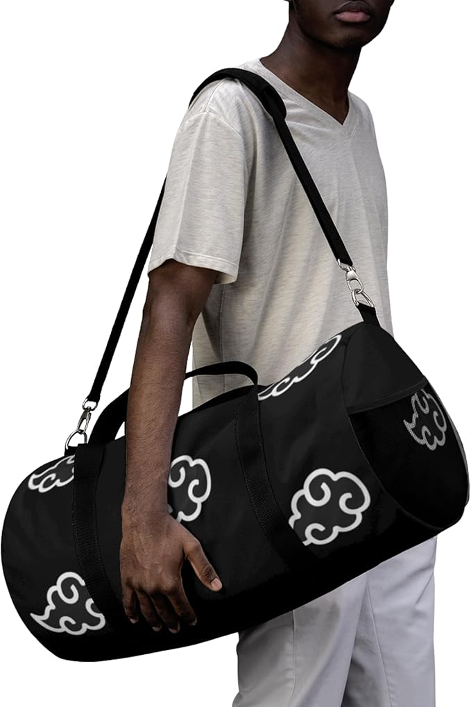 Anime Gym Bag for Women Men - Large Capacity Waterproof Workout Fitness Travel Sports Bags Fashion Street Camping ExpandaCLe Carry On Duffle Bag For Couple (Black Cloud) PTY