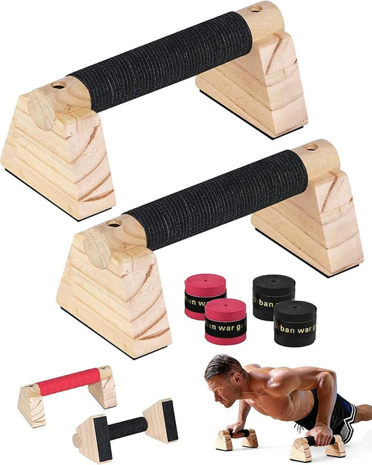 Wood Push Up Bars, Non-Slip Calisthenics Equipment for Strength Training, Solid Wood Calisthenics Bars & Parallettes Bars, Push Up Handles for Floor Exercises