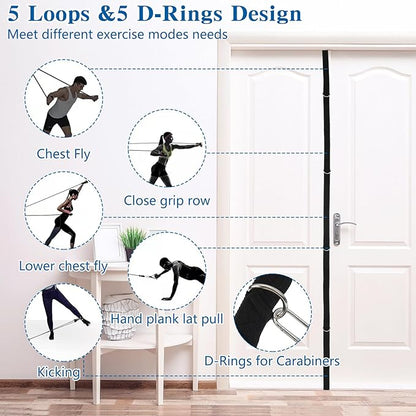 3 Pcs Door Anchor Strap for Resistance Bands, Portable Workout Resistance Band Door Anchors, Space Saving Easy Set Up Home Gym, Secure Multi Point Anchor Gym for Home Fitness
