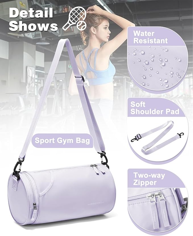 Small Gym Bag for Women,Waterproof Mini Duffle Bag Womens Spotrs Workout Bags Small Travel Duffel Bag with Wet Pocket Carry on Weekender Bags for Dance Swimming,Gym,Yoga,Fitness Purple