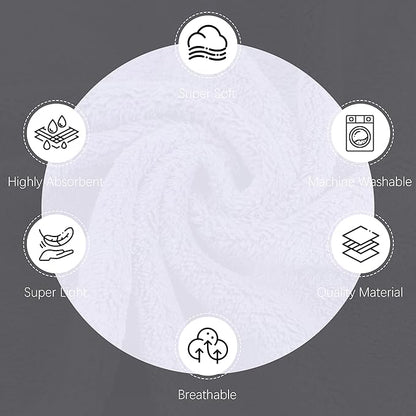 Cosy Family 6 Pack Ultra Soft Microfiber Absorbent Hand Towel, Silk Hemming Towels for Bathroom - Quick Drying - Perfect for Bath, Fitness, Gym, Shower, Hotel, and Spa - 16x28 Inch, White