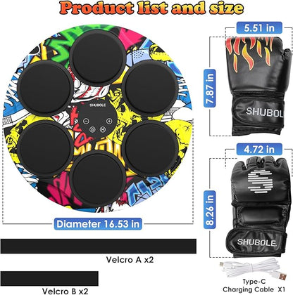 Music Boxing Machine with Gloves - Wall Mounted Punching Trainer for Adults & Kids, 9-Speed Punch Game, Wall Boxing Punching pad, 2025 Upgrade Gifts for Boys Age 6+