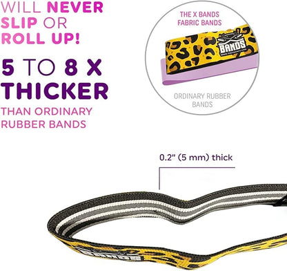 The X Bands Exercise Resistance Bands - Non-Slip Extra Thick Fabric Hip Loop Booty Bands - 20, 30, 40, 50 lb - Fitness Workout for Legs, Butt Training, Stretching, Yoga