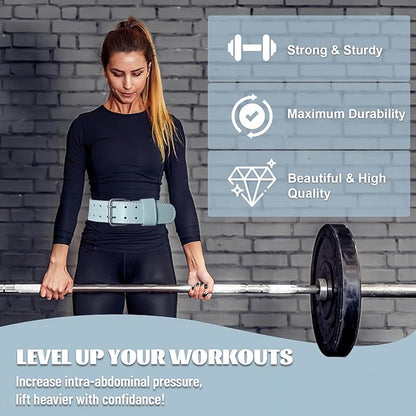 Weight Lifting Belt, Pixel Panda Leather Gym Belt for Women, 4 Inches Padded Lumbar Support for Ladies Fitness Squat Deadlift Heavy Duty Cross Training Gym Powerlifting Workout
