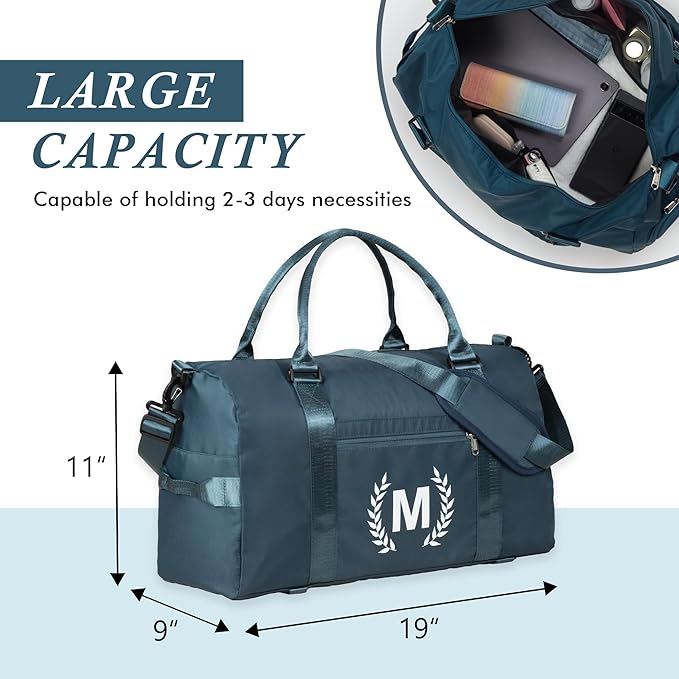 Gym Bag for Women, Personalized Duffle Bag with Shoe Compartment, Sports Bag for Yoga & Dance with Wet Pocket and Mat Strap.
