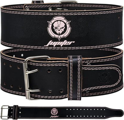 Weight lifting Belt (6mm Thick) - Genuine leather, offering back support. Double-pronged buckle, ideal for weightlifting, powerlifting, squats and deadlifts