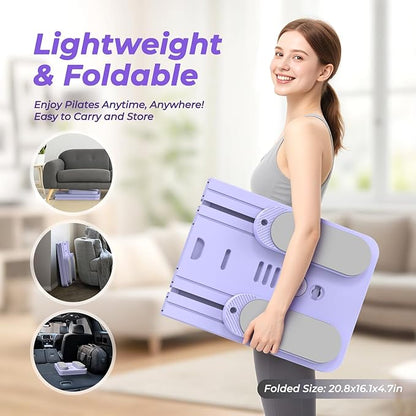Multifunctional Pilates Board, Pilates Reformer Sets 7-in-1 Foldable Pilates Reformer Machine for Home Workout with Timer, Phone Holder, Push-up Bar, Ab Board, 330LBS Capacity Portable Set