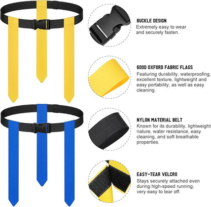 Flag Football Set - 14/20 Player Adjustable Belts with Cones, Football, Pump, Bag, for Youth and Adults Training